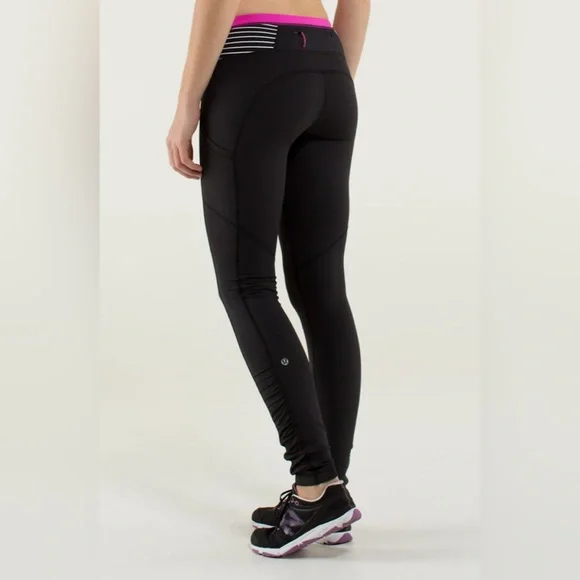 LULULEMON Speed Tight *Brushed Interlock Black Quilt Reflect Ruched Leg pants 8✨ - Picture 2 of 14